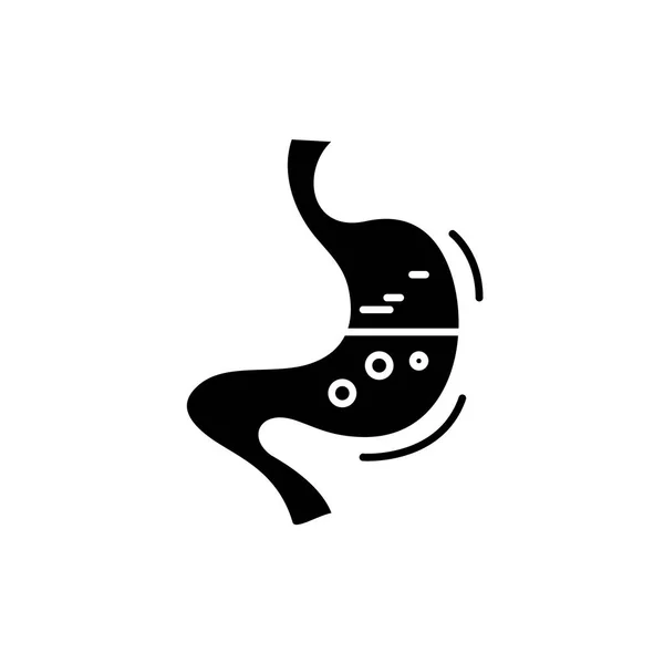Estômago ícone preto, sinal de vetor em fundo isolado. Símbolo do conceito do estômago, ilustração —  Vetores de Stock