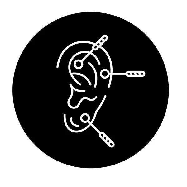鍼は黒いアイコン、ベクトル分離背景に記号。鍼治療コンセプト シンボルの図 — ストックベクタ