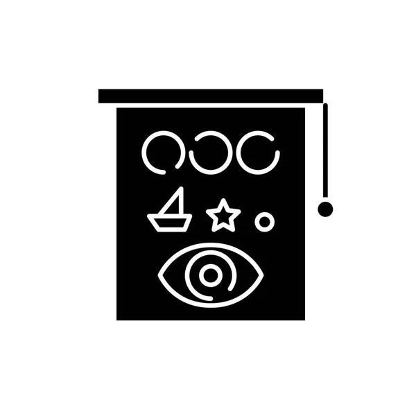 Controllo della vista icona nera, segno vettoriale su sfondo isolato. Simbolo del concetto di controllo della vista, illustrazione — Vettoriale Stock