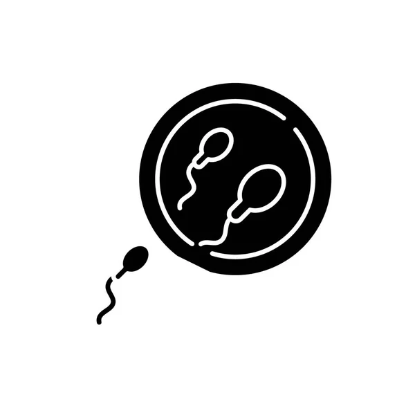 Icono negro de esperma, signo vectorial sobre fondo aislado. Símbolo de concepto de esperma, ilustración — Vector de stock