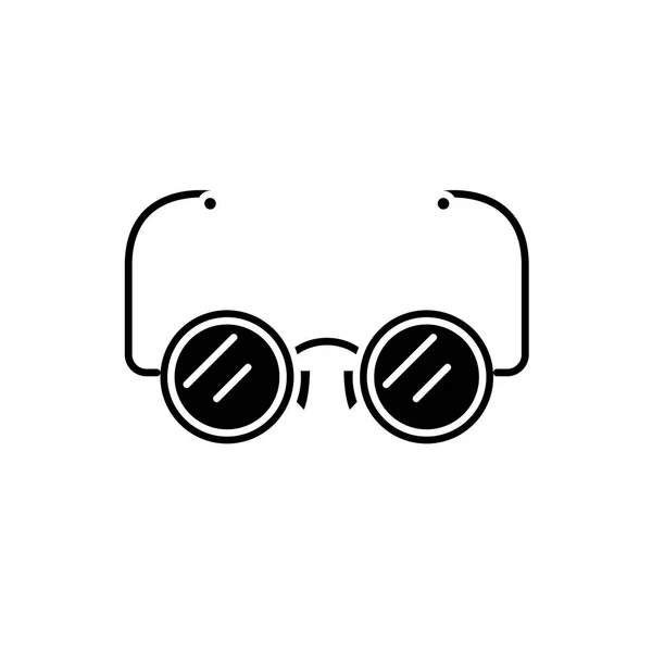 Gafas graduadas icono negro, signo vectorial sobre fondo aislado. Gafas graduadas concepto símbolo, ilustración — Archivo Imágenes Vectoriales