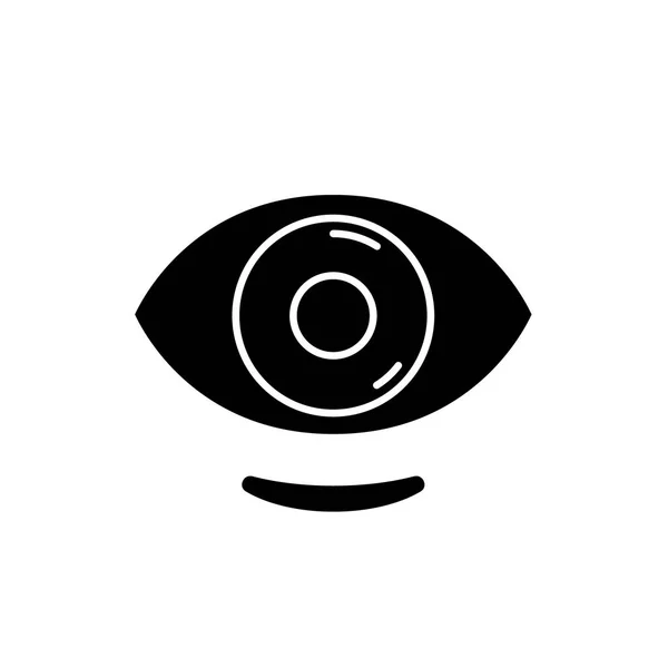 Офтальмологические линзы черная иконка, векторный знак на изолированном фоне. Символ концепции офтальмологических линз, иллюстрация — стоковый вектор