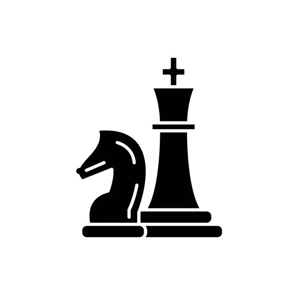 Шахматные Фигуры Рыцарь Королева Черных Икон Концепт Вектор Знак Изолированном — стоковый вектор