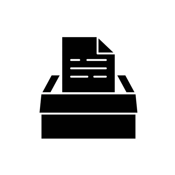 Archief van documenten zwart pictogram, vector teken op geïsoleerde achtergrond. Archief van documenten concept symbool, afbeelding — Stockvector