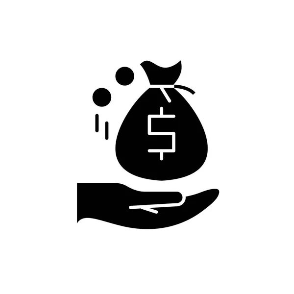 Recibiendo el icono de dinero negro, signo de vector en el fondo aislado. Recibir el símbolo del concepto de dinero, ilustración — Vector de stock