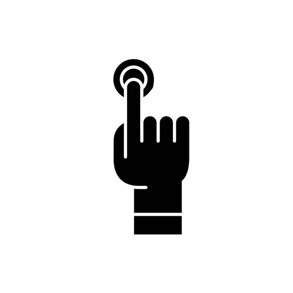 Finger tapping black icon, vector sign on isolated background. Finger tapping concept symbol, illustration — Stock Vector