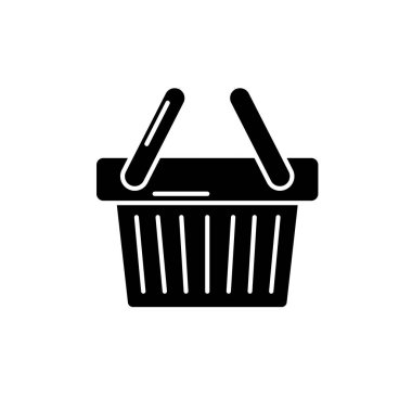 Alışveriş sepeti siyah simgesi, izole arka plan tabelada vektör. Alışveriş sepeti kavramı sembol, illüstrasyon 