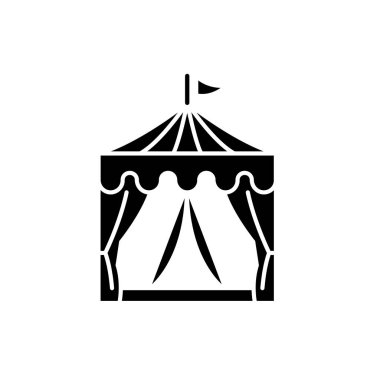 Sirk siyah kutsal kişilerin resmi, vektör izole arka plan üzerinde işareti. Sirk kavramı sembol, illüstrasyon 