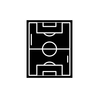 Futbol alan siyah simgesi, vektör izole arka plan üzerinde işareti. Futbol alanı kavramı sembol, illüstrasyon 