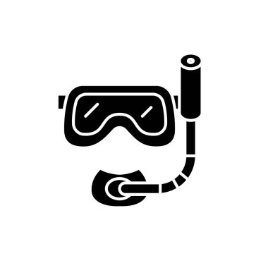 Tüplü Dalış maske siyah simgesi, vektör izole arka plan üzerinde işareti. Tüplü Dalış maske kavramı sembol, illüstrasyon 