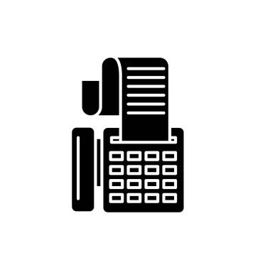 Makine siyah simge nakit, izole arka plan tabelada vektör. Para kavramı sembol, illüstrasyon 