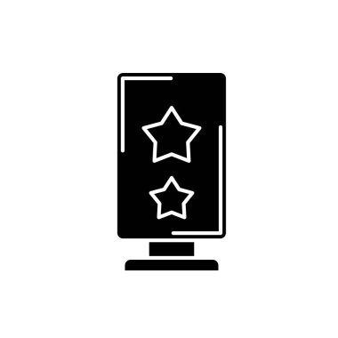 Reklam banner siyah simgesi, izole arka plan tabelada vektör. Reklam banner kavramı sembol, illüstrasyon 