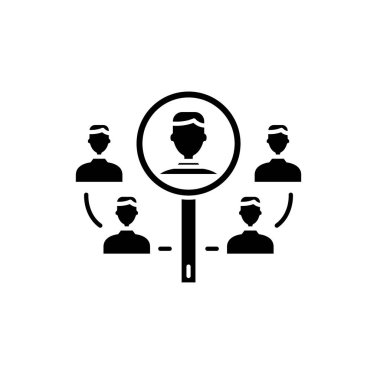 İş entegrasyon siyah kutsal kişilerin resmi, vektör izole arka plan üzerinde işareti. İş entegrasyon kavramı sembol, illüstrasyon 