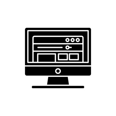 Yazılım siyah kutsal kişilerin resmi, vektör izole arka plan üzerinde işareti. Yazılım kavramı sembol, illüstrasyon 