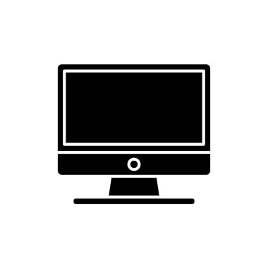 Siyah kutsal kişilerin resmi izlemek, izole arka plan tabelada vektör. Monitör kavramı sembol, illüstrasyon 