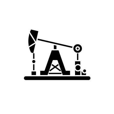 Petrol sanayi siyah simgesi, izole arka plan tabelada vektör. Petrol Sanayi kavramı sembol, illüstrasyon 