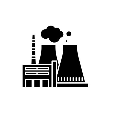 Termik santral siyah kutsal kişilerin resmi, vektör izole arka plan üzerinde işareti. Termik santral kavramı sembol, illüstrasyon 