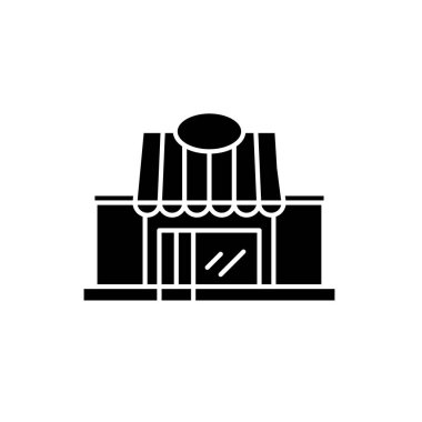 Siyah simge perakende, izole arka plan tabelada vektör. Perakende kavramı sembol, illüstrasyon 