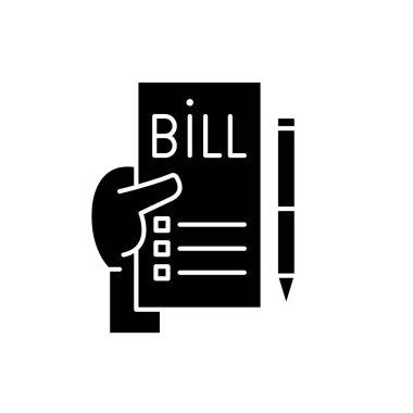 Average check black icon, vector sign on isolated background. Average check concept symbol, illustration 