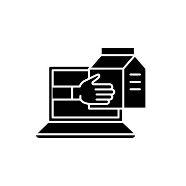 Teslimat servisi siyah simgesini hızlı, izole arka plan tabelada vektör. Ekspres teslimat hizmeti kavramı sembol, illüstrasyon 