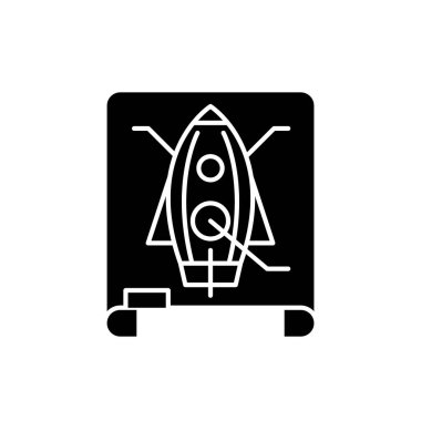 Proje çizim siyah simgesi, izole arka plan tabelada vektör. Proje Çizim kavramı sembol, illüstrasyon 