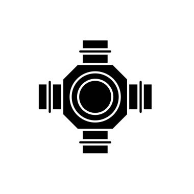 Hub siyah kutsal kişilerin resmi, vektör izole arka plan üzerinde işareti. Hub kavramı sembol, illüstrasyon 