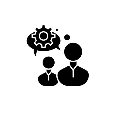 Siyah simge düşünme mühendislik, izole arka plan tabelada vektör. Mühendislik düşünce kavramı sembol, illüstrasyon 