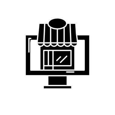 Uzaktan siyah simgesi, ticaret vektör izole arka plan üzerinde işareti. Uzak işlem kavramı sembol, illüstrasyon 