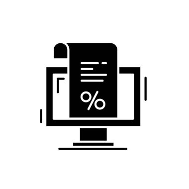 Bir fatura ödeme siyah simgesi, izole arka plan tabelada vektör. Bir fatura için ödeme kavramı sembol, illüstrasyon 