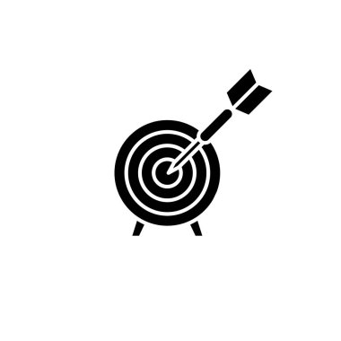 İş hedefleri siyah kutsal kişilerin resmi, vektör izole arka plan üzerinde işareti. İş hedefleri kavramı sembol, illüstrasyon 