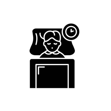 Siyah simge uyku, izole arka plan tabelada vektör. Uyku kavramı sembol, illüstrasyon 