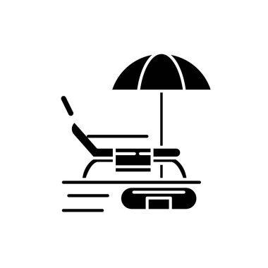 Geri kalan siyah simge yaz, izole arka plan tabelada vektör. Yaz dinlenme kavramı sembol, illüstrasyon 