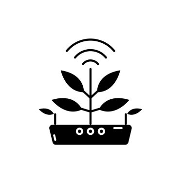 Tarımsal teknoloji siyah kutsal kişilerin resmi, vektör izole arka plan üzerinde işareti. Tarımsal teknoloji kavramı sembol, illüstrasyon 