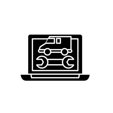 Bilgisayar tanılama siyah kutsal kişilerin resmi, vektör izole arka plan üzerinde işareti. Bilgisayar teşhis kavramı sembol, illüstrasyon 