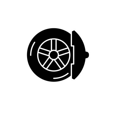 Fren balatası siyah simgesi, izole arka plan tabelada vektör. Fren balataları kavramı sembol, illüstrasyon 