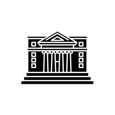 Belediye Binası siyah kutsal kişilerin resmi, vektör izole arka plan üzerinde işareti. Belediye Binası kavramı sembol, illüstrasyon 