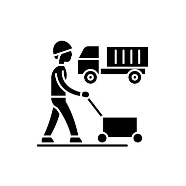 Üretim döngüsü siyah kutsal kişilerin resmi, vektör izole arka plan üzerinde işareti. Üretim döngüsü kavramı sembol, illüstrasyon 