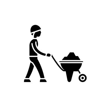 İnşaat işleri siyah simge vektör izole arka plan üzerinde işareti. Kavramı sembol, illüstrasyon inşaat işleri 