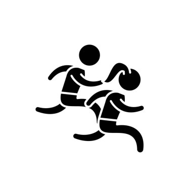 Çalışma siyah simge Grup, izole arka plan tabelada vektör. Grup çalışması kavramı sembol, illüstrasyon 