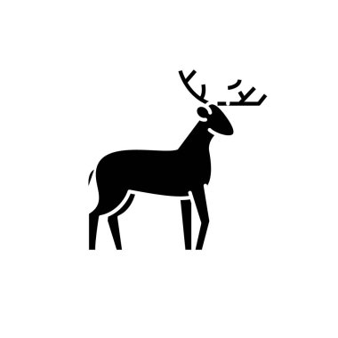 Geyik siyah simge orman, izole arka plan tabelada vektör. Orman geyik kavramı sembol, illüstrasyon 
