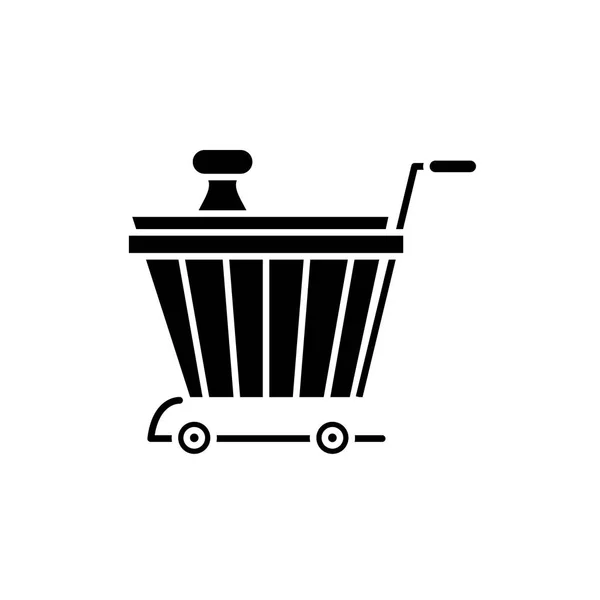 Ikonę Kosz czarny produktu, wektor znak, na na białym tle. Symbolu koncepcja produktu koszyka, ilustracja — Wektor stockowy