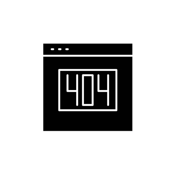 404-fout zwart pictogram, vector teken op geïsoleerde achtergrond. 404-fout concept symbool, afbeelding — Stockvector