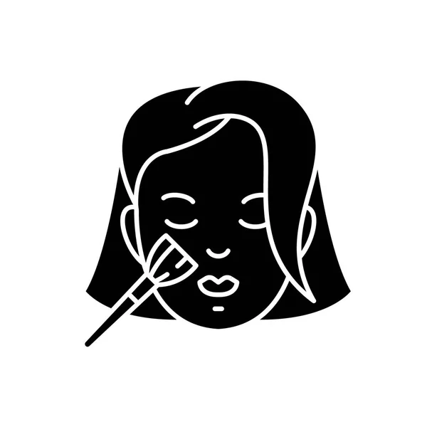 Woman makeup black icon, vector sign on isolated background. Woman makeup concept symbol, illustration