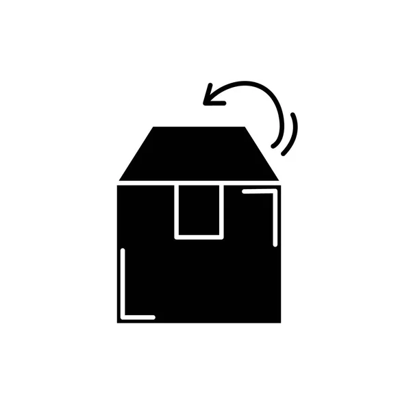 框包装黑色图标 概念矢量标志上的孤立的背景 箱子包装例证 — 图库矢量图片