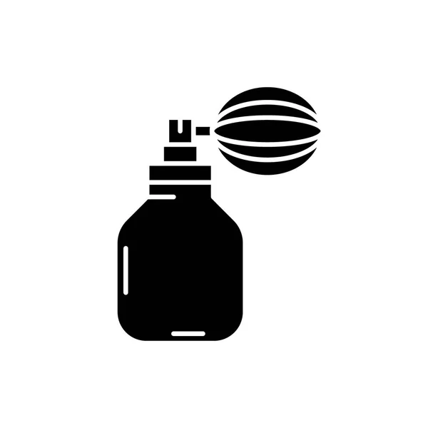 Ícone preto do perfume, sinal do vetor no fundo isolado. Perfume conceito símbolo, ilustração — Vetor de Stock