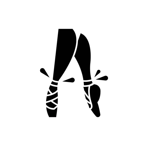 Ballet pointe schoenen zwart pictogram, vector teken op geïsoleerde achtergrond. Ballet pointe schoenen concept symbool, afbeelding — Stockvector