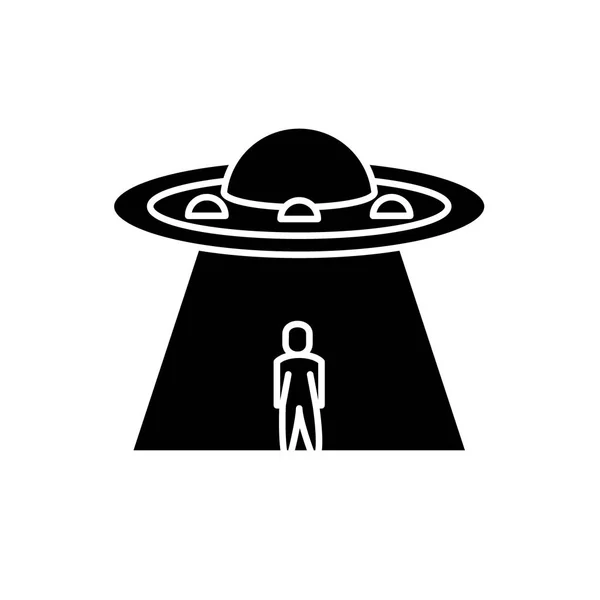 Icono negro OVNI, signo vectorial sobre fondo aislado. Símbolo de concepto OVNI, ilustración — Archivo Imágenes Vectoriales