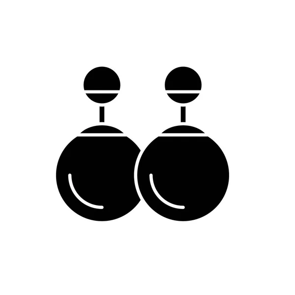 Pendientes icono negro, signo vectorial sobre fondo aislado. Pendientes concepto símbolo, ilustración — Vector de stock