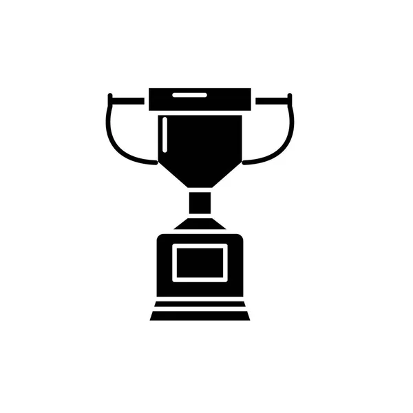 Кубок черный значок, векторный знак на изолированном фоне. Символ чемпионского кубка, иллюстрация — стоковый вектор