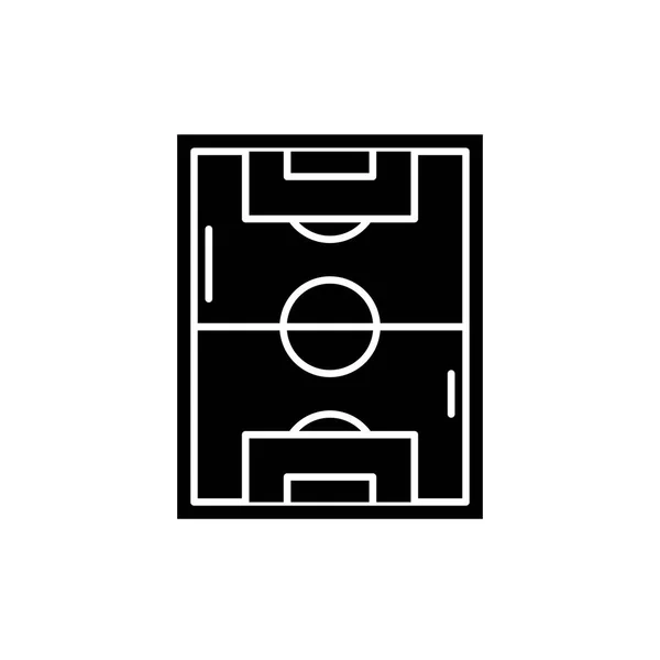 Campo de fútbol icono negro, signo vectorial sobre fondo aislado. Campo de fútbol concepto símbolo, ilustración — Archivo Imágenes Vectoriales